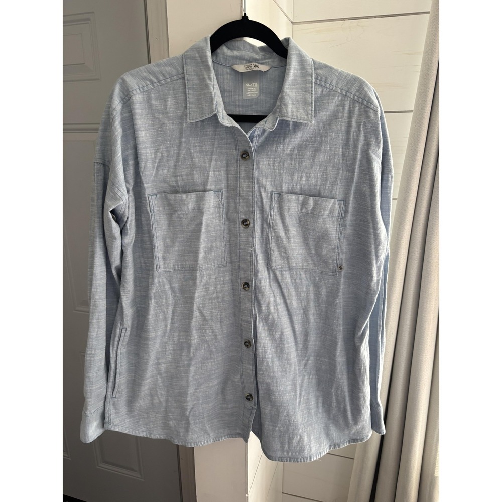 Mountain‎ Hardwear Shirt Mens XL Blue Chambray Long Sleeve Button Up Pockets